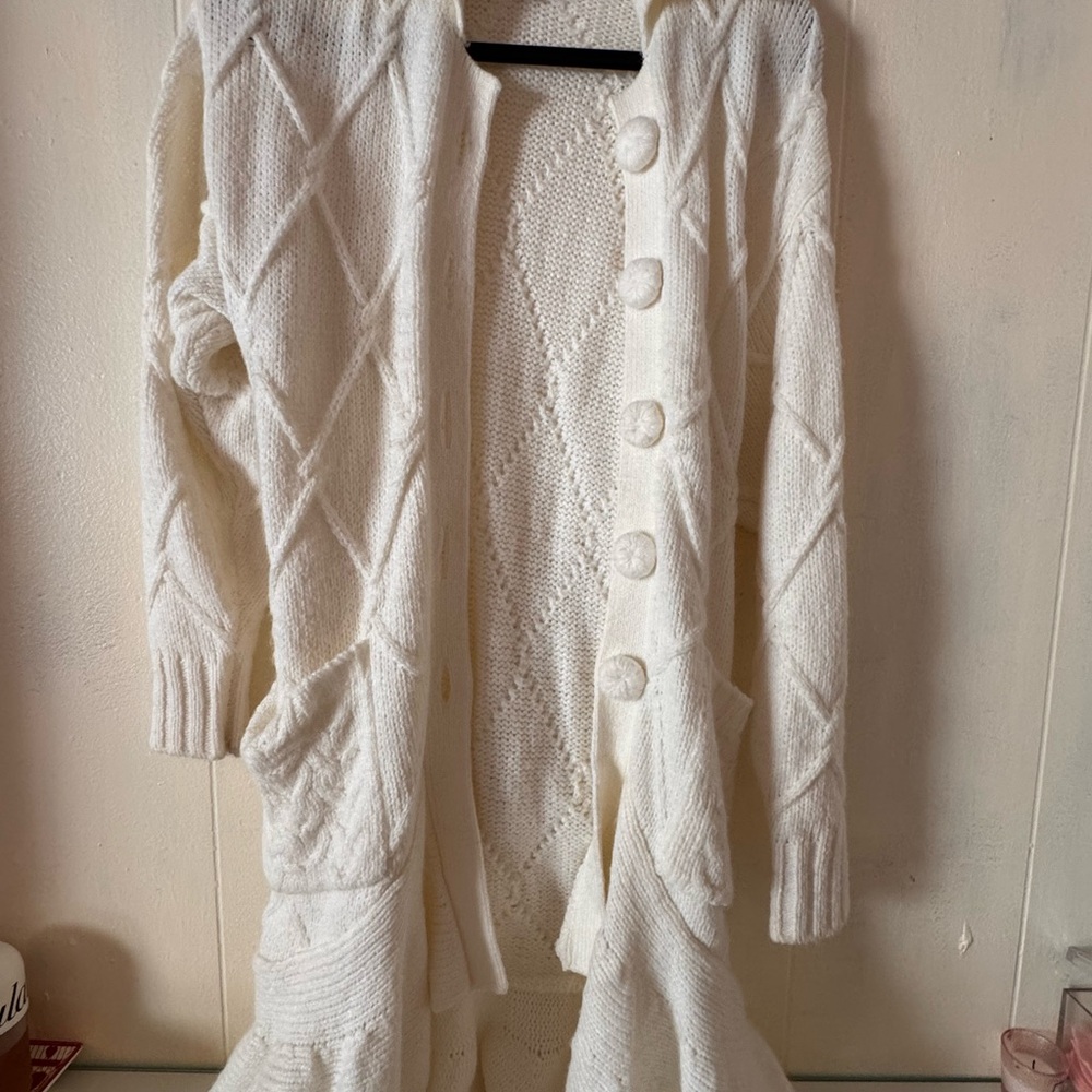 Kimchi Blue Cream Diamond-Knit Button Cardigan